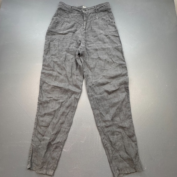 Wrap London Linen Pants Women's Size 4 High Rise Relaxed Fit Grey Lightweight - Picture 1 of 13